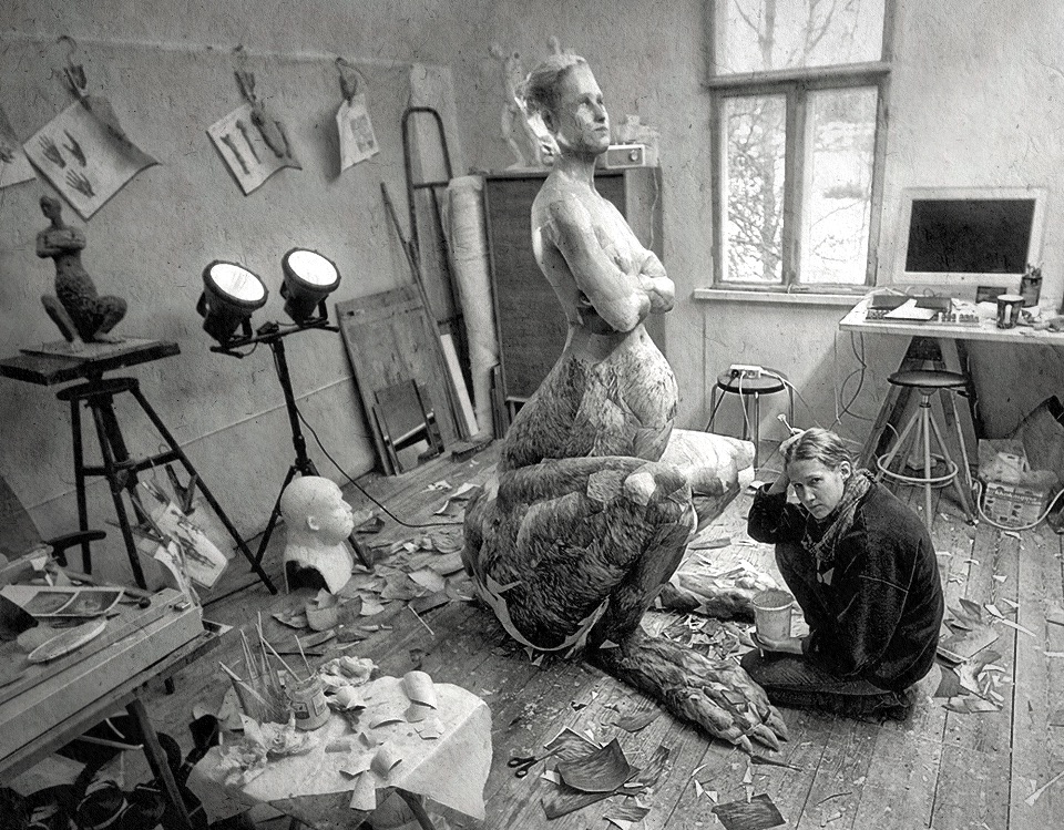 Artist in her studio